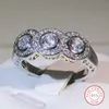 Okrągły pierścionek zaręczynowy z pierścieniem aaaa cyrkonia design damskie i kamienne biała cyrkonia luksusowa biżuteria modowa Z0327