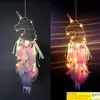 3 färger LED Wind Chimes HeartShaped Handmade Dreamcatcher Feather Pendant Dream Catcher Creative Hanging Craft Wish Gift Home Decoration
