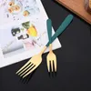 Dinnerware Sets 6Pcs Mini Fork Set For Fruit Cake Snack Stainless Steel Tea Dessert Mirror Gold Small Salad