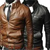 Herenjacks 2023 merk mannen motorfiets pu lederen slanke jas jas gothic vintage biker plus size heren standaard kraagjassen