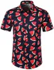 Hommes chemises décontractées hommes hawaïen été imprimé fleuri plage mer manches courtes Luau chemise hauts Blouse W0328