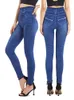 Women's Leggings CUHAKCI Stretchy Zipper Print Fake Jeans Women Pants Casual High Waist Soft Denim Plus Size Trouses Drop