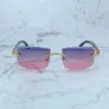 Oryginalne marmurowe okulary przeciwsłoneczne Buffalo Horn Mały diamentowy luksusowy projektant Carter Rimless Sunglass dla mężczyzn i kobiet