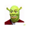 Parti Masques Vert Shrek Latex Film Cosplay Prop Adt Animal Masque Pour Halloween Costume Fantaisie Robe Ball Gc1254 Dr Dhs5D