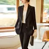 Women's Two Piece Pants High Quality Female Blue Blazer Women Pant Suits Ladies Work Business Office Uniform Style