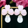 Boucles d'oreilles Siscathy Fashion Elegant Enamel Flower Pearl Drop pour femmes coréennes Crystal Pendant Earge Party Bijoux G1G4