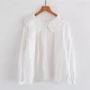 Chemisiers pour femmes japonais printemps double couche bourgeon chemise en soie femmes vêtements décontracté doux broderie évider chemisier à manches longues hauts U386