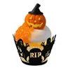 Emballages de Cupcake d'halloween, tasse de cuisson ajourée, château d'araignée de chat noir, emballage de gâteau en papier citrouille, décorations de fête