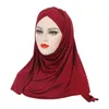 Donne musulmane One Piece Amira Cross Pull On Ready Instant Hijab Sciarpa lunga Scialle turbante islamico Ramadan Femme Copricapo Tappi avvolgenti