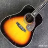 Anpassad riktig abaloninlägg Solid Spruce Top 41 tum dreadnaught Acoustic Guitar Ebony Fingerboard Wood Pickguard in Sunburst