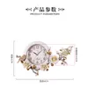 Horloges murales salon européen rose fleur horloge chanceux oiseau en relief créatif élégant résine quartz entrée décor