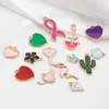 Charms 1pack 30st Flower Animal Color Pendant Set för DIY -smycken som gör rosa armband Craft Green Heart Anklet