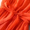 Robes décontractées été Vintage plage robe femmes longue fête Orange Vestidos sans manches Boho 200% vraie soie élégant 299022