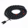 Strand Noir Obsidienne Bracelet Cornaline 108 Perles Bracelets Extensibles 6mm Bouddhiste Médiation Prière Mala Mode Femme