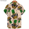Herren Freizeithemden Herrenhemden Hawaiihemden Obstdruck Kurzarm Ananasmuster Tops Lässige Mode Herrenbekleidung Sommer Loses Hemd W0328