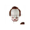 Partymasken Stephen Kings Joker Maske Sile Film FL Gesicht Horror Clown Latex Halloween Schreckliche Cosplay Prop Dro Dhgks
