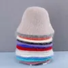 HBP Brim 2022 NEW Wide Winter Long Rabbit Fur Bucket Hats Womens Panamas Foldable Fashion Solid Color Hat for Gift Free Shipping P230327
