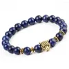 Charmarmband Guldfärg Leopard Head Pärla Buddha Armband Natural Stone Lava Tiger Eye Men and Women