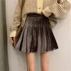 Skirts Gold Velvet Black Short Skirt Female Autumn and Winter Wear High Waist Skirt All-match A-line Pleated Skirt 230328