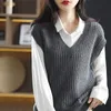 Women's Vests Korean Style Solid Color Sweater Vest Women Winter Sleeveless Knitted Vest Tops Woman Casual Cashmere Pullovers Female 230328