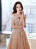 Runway Dresses Graceful Celebrity Dress Champagne Off Shoulder Applique Sequined Boat Neck Sleeveless Pet Formal Prom Clown Plus Size