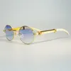 Topp lyxdesigner solglasögon 20% rabatt på män oval solglasögon klart vitt horn glasögon retro runda transparent gafas