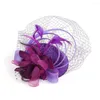 Boina malha fascinadores de faixa para a cabeça do chapéu real Ascot Race Feather Flor Headwear