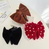 Moda aksamitna bownot fryzura dla kobiet dziewczyny naśladowanie Pearl Hair Clip Girl