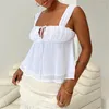 Tanques femininos doces fofos camis camis A-line Lace-up Double Camadas Cultura Top Y2K Tanques estéticos Tops Holiday Holida