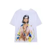 Camiseta feminina para meninas imprimidas 2023 Designer de verão Tops New Fashion Round pescoço de manga curta camiseta