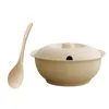 Set di stoviglie Pentola per zuppa antiscottatura in paglia di grano con set di cucchiai con coperchio Stoviglie da cucina