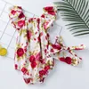Rompers Babany Bebe Born Baby Floral Print Flutter Romper Girls Clothing Summer Noeveless Jumpsuit Pography Costume 230328