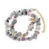 Collana girocollo in pietra naturale frantumata Guarigione irregolare Ghiaia Ametista Fluorite Acquamarine Collana di perle di quarzo cristallo 40 cm