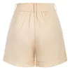 Dames shorts Belle poque vrouwen zomer elastische hoge taille shorts met zakken vouwen been opening katoen kort broek vintage wide been shorts 230328