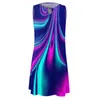 Casual Dresses Fashion Multicolor Printed ärmlös klänning Summer O Neck Rakt för damer Beach Wear Women 2023