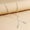 Rhinestone Long Drop Necklace Earrings Set Women Waterdrop Bridal Bridesmaid Wedding Jewelry Sets