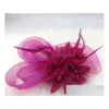 Bijoux De Cheveux De Mariage Style Européen Voile Plume Femmes Accessoires Fascinator Chapeau Cocktail Party Headpiece Court Headwea Dhj