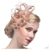 Feestmutsen mode haaraccessoires voor vrouwen clips mesh headwar garen bloem fascinator veer kralen banden gb1056 d dh7th