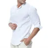 2023 Linho de linho de algodão masculino de verão 3/4 camisa de manga casual camisas respiráveis ​​moda de verão praia tops