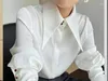 Camicette da donna Camicia di raso Camicia a maniche lunghe da donna 2023 Stile autunnale Fashion Design Top con colletto affilato Top da donna coreana francese