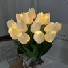장식용 꽃 튤립 인공 LED 야간 가벼운 웨딩 파티 장식 시뮬레이션 튤립 테이블 램프 분위기 홈 장식