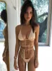 Kvinnors badkläder Gnim Sexig brasiliansk thong bikini mujer kvinnor bandage solid baddräkt mikro set sommar strandkläder baddräkt 230328
