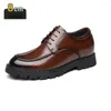 Scarpe eleganti in pelle rialzata 8 cm Primavera e autunno Uomo formale Business Casual Marrone Matrimonio accentuato