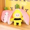 30 cm Creative Funny Doll Strawberry Rabbit Plush Toy Fyllt mjukt bi som gömmer sig i Strawberry Bag Toys for Kids Girls Birthday Present