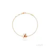 Lucky Four-leaf Clover Bracelet Rose Gold Ruby Polished Mini Tennis Bracelets Jewlery Designer for Women Men Link Braceletfx4j