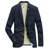 بدلات الرجال بليزرز M-4XL Denim Blazer Men Jacket Cotton Autumn Spring Fashion Clothes Slim Fit Business Jean Coats Men Suits Nasual My189 230328