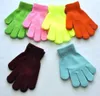 Cadeaux de Noël Gants d'hiver pour enfants Couleur unie Bonbon Doigt complet Tricot magique Chaud