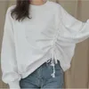 Women's Hoodies Sweatshirts Tidak Ada Topi Wanita Serut Musim Semi Pendek Longgar Rekreasi Perempuan Kaus Korea Sederhana Fashion Atasan In 230328