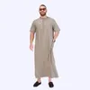 Roupas étnicas Moda muçulmana homens Arábia Saudita o Neck Dubai Abaya Pakistão Vestido de manga curta Kaftan para homens bordados Djellaba