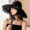 HBP HT3574 2021 Hoeden Nieuwe Fashion Women Summer Ladies Solid Le Wide Brim Sun Embet Cap vrouwelijk Elegante Pkable Panama Beh Hat P230327